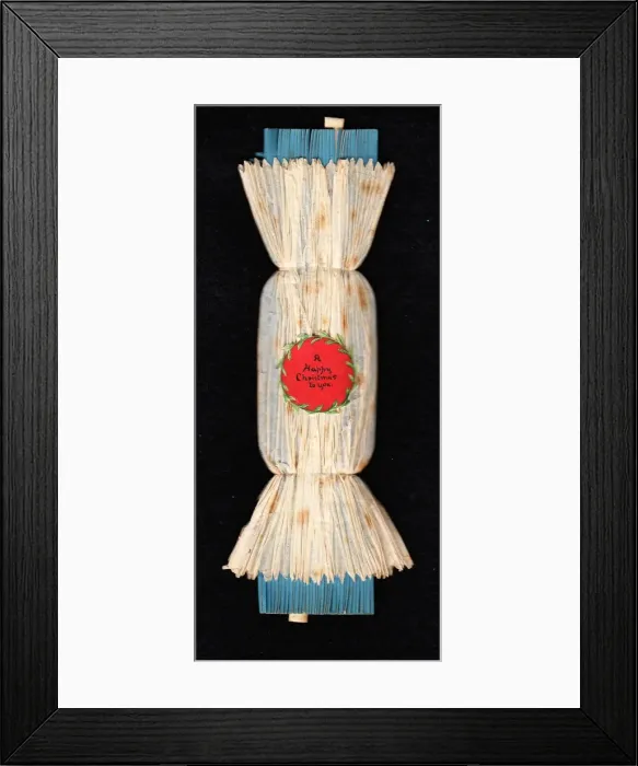 Framed Print : Handmade Christmas card in the shape of a cracker Framed Print : Handmade Christmas card in the shape of a cracker