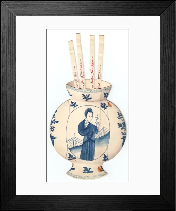 Framed Print : Handmade Christmas card in the shape of a vase Framed Print : Handmade Christmas card in the shape of a vase