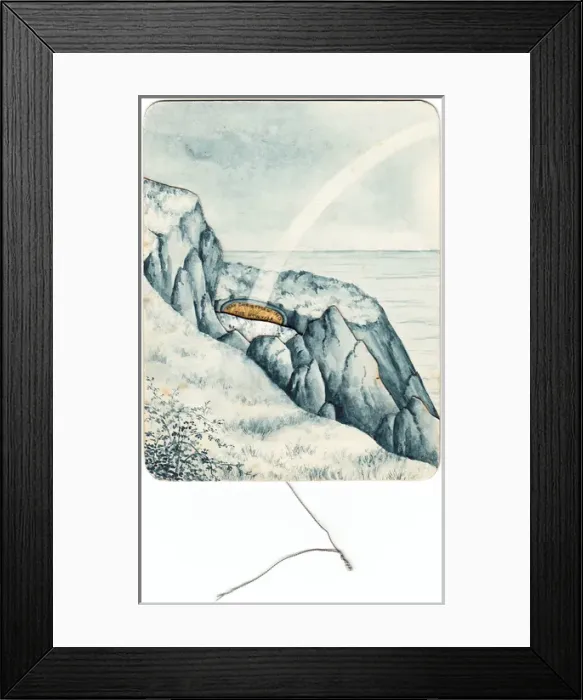 Framed Print : Handmade Christmas and New Year card with rainbow Framed Print : Handmade Christmas and New Year card with rainbow