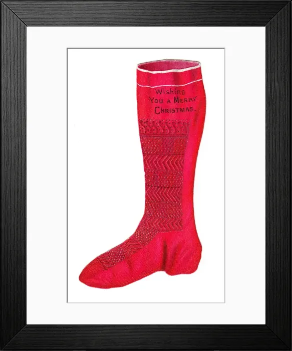 Framed Print : Handmade Christmas card in the shape of a stocking Framed Print : Handmade Christmas card in the shape of a stocking