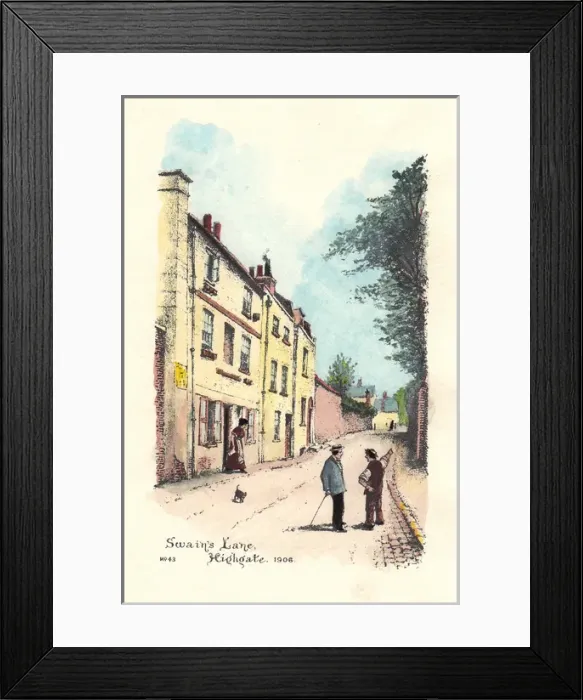 Framed Print : Scene in Swains Lane, Highgate, North London Framed Print : Scene in Swains Lane, Highgate, North London