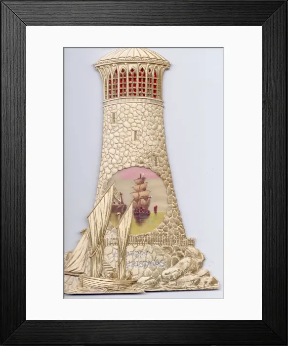 Framed Print : Christmas card in the shape of a lighthouse Framed Print : Christmas card in the shape of a lighthouse