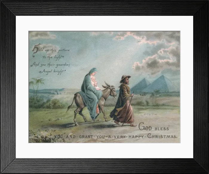 Framed Print : Biblical scene on a Christmas card Framed Print : Biblical scene on a Christmas card