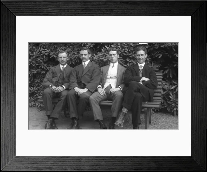 Framed Print : Moffat Hydro grounds - four men on a bench Framed Print : Moffat Hydro grounds - four men on a bench