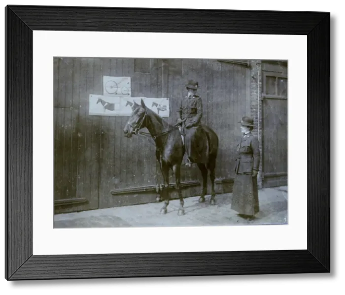 Framed Print : Women police officers, one on horseback Framed Print : Women police officers, one on horseback