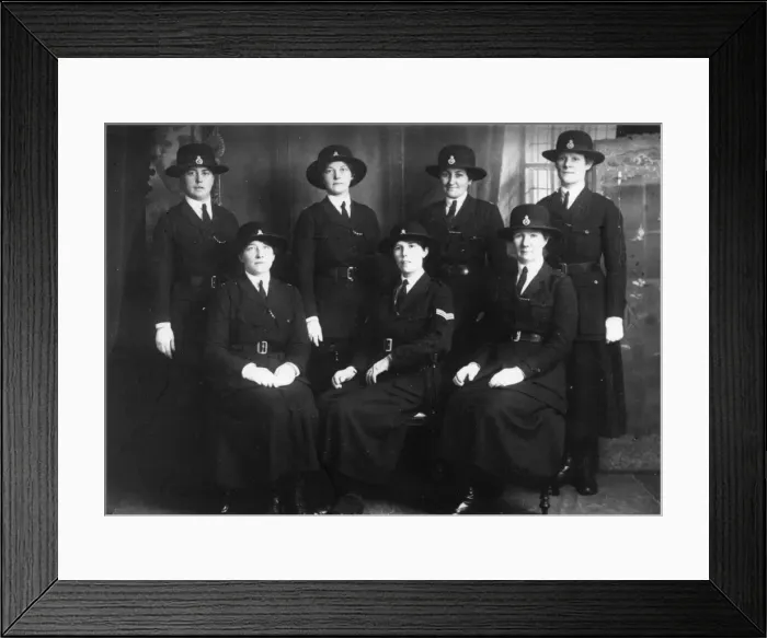 Framed Print : Group photo, seven early woman police volunteers Framed Print : Group photo, seven early woman police volunteers
