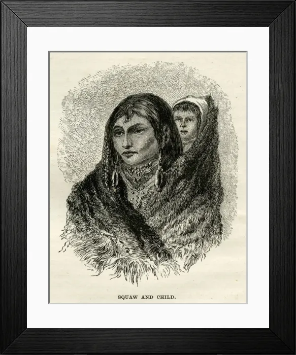 Framed Print : Native American Sioux, carrying baby with a squaw Framed Print : Native American Sioux, carrying baby with a squaw