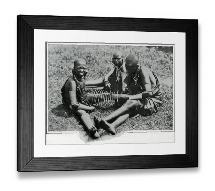 Framed Print : Masai young women adjusting iron wire Framed Print : Masai young women adjusting iron wire