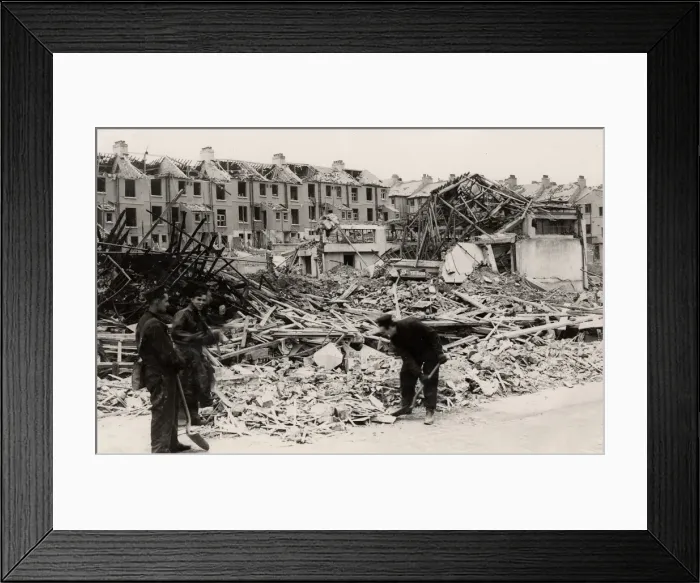 Framed Print : Plymouth blitzed