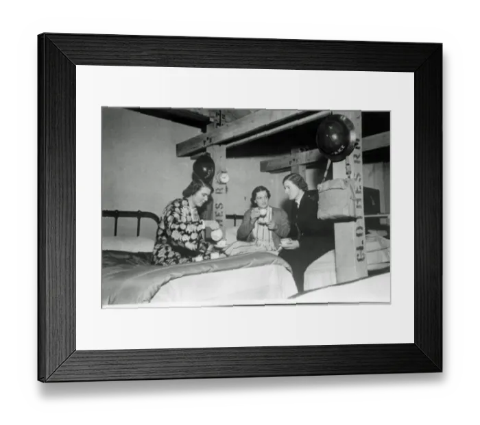 Framed Print : Three women police officers in a dormitory, London, WW2 Framed Print : Three women police officers in a dormitory, London, WW2