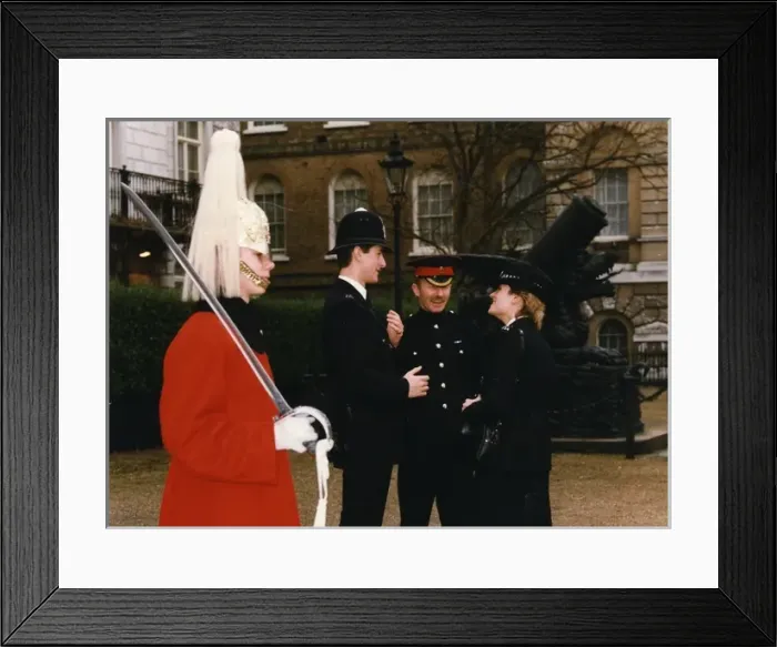 Framed Print : Male and female police officers in a London street Framed Print : Male and female police officers in a London street