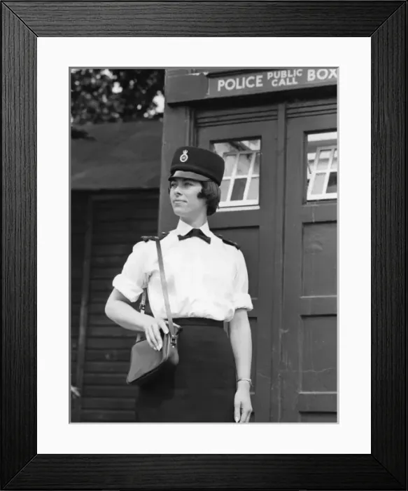 Framed Print : Woman police officer in new Hartnell uniform, London Framed Print : Woman police officer in new Hartnell uniform, London