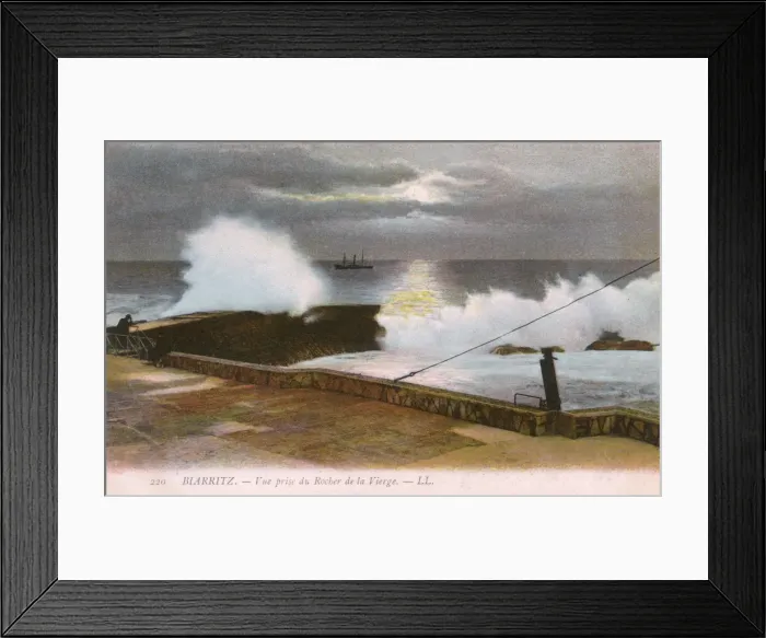 Framed Print : Biarritz, France - waves crash near the Rock of the Virgin Framed Print : Biarritz, France - waves crash near the Rock of the Virgin
