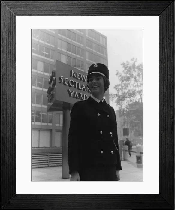 Framed Print : Woman police officer in new Hartnell uniform, London Framed Print : Woman police officer in new Hartnell uniform, London