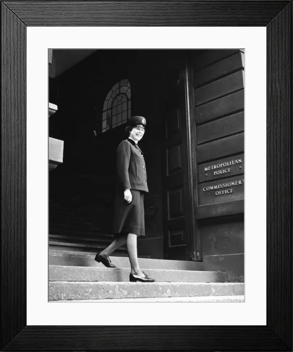 Framed Print : Woman police officer in new Hartnell uniform, London Framed Print : Woman police officer in new Hartnell uniform, London
