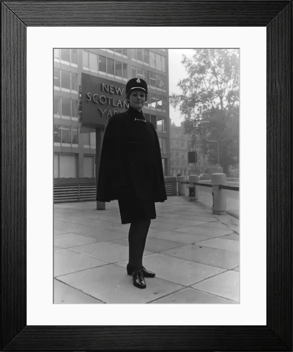 Framed Print : Woman police officer in new Hartnell uniform, London Framed Print : Woman police officer in new Hartnell uniform, London