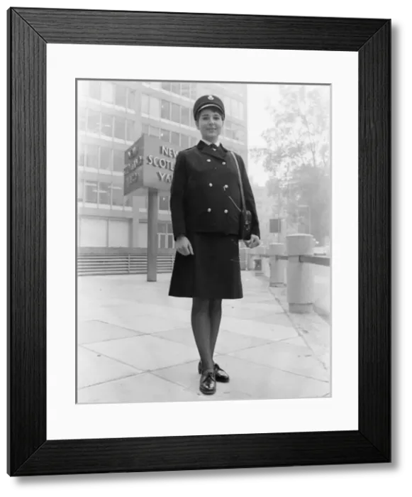 Framed Print : Woman police officer in new Hartnell uniform, London Framed Print : Woman police officer in new Hartnell uniform, London