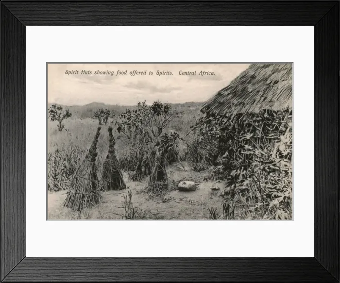 Framed Print : Spirit Huts and food offerings for Spirits - Central Africa Framed Print : Spirit Huts and food offerings for Spirits - Central Africa