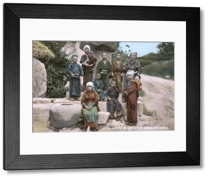 Framed Print : Japan - Group of Country Children Framed Print : Japan - Group of Country Children