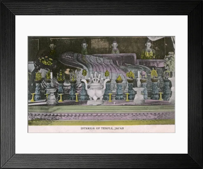 Framed Print : Japan - Interior of a Buddhist Temple with reclining Buddha Framed Print : Japan - Interior of a Buddhist Temple with reclining Buddha
