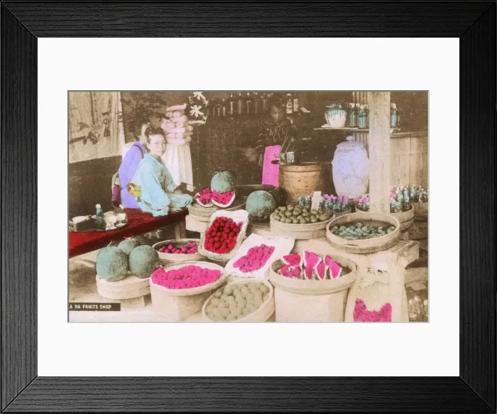 Framed Print : Japan - Greengrocer (Fruit Shop) and bar Framed Print : Japan - Greengrocer (Fruit Shop) and bar