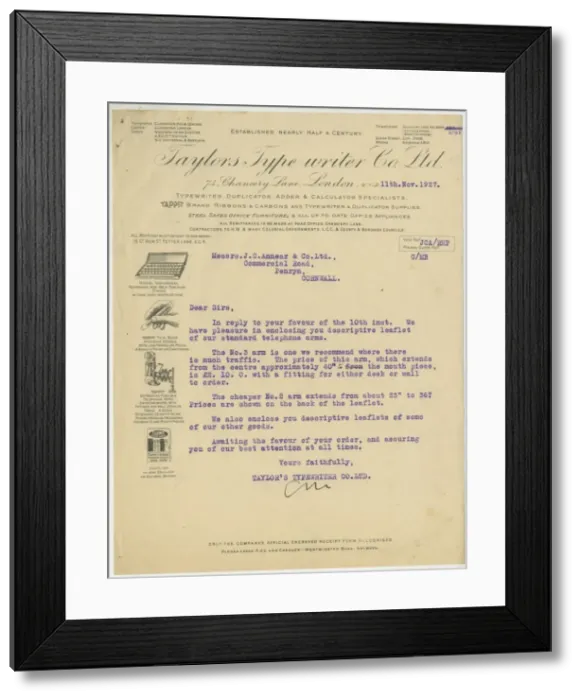 Framed Print : Taylors Type writer Co Ltd Framed Print : Taylors Type writer Co Ltd