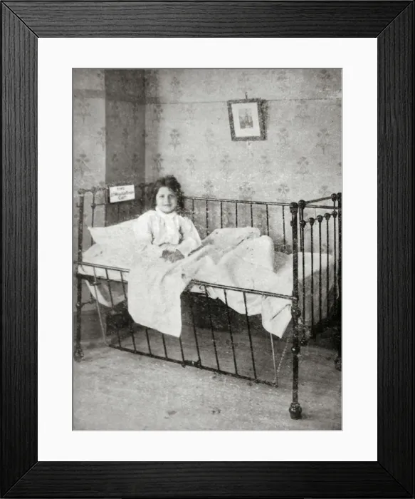 Framed Print : Mount Hermon Home for Girls, Hastings, Sussex - Girl in Cot Framed Print : Mount Hermon Home for Girls, Hastings, Sussex - Girl in Cot