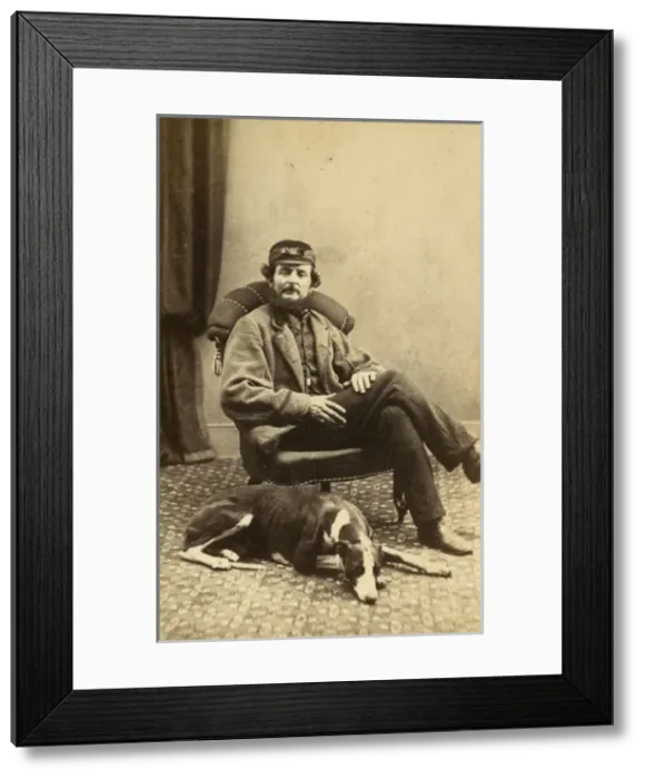 Framed Print : Abraham Foster with greyhound Framed Print : Abraham Foster with greyhound