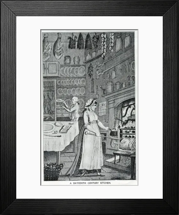 Framed Print : 16th Century Kitchen Framed Print : 16th Century Kitchen
