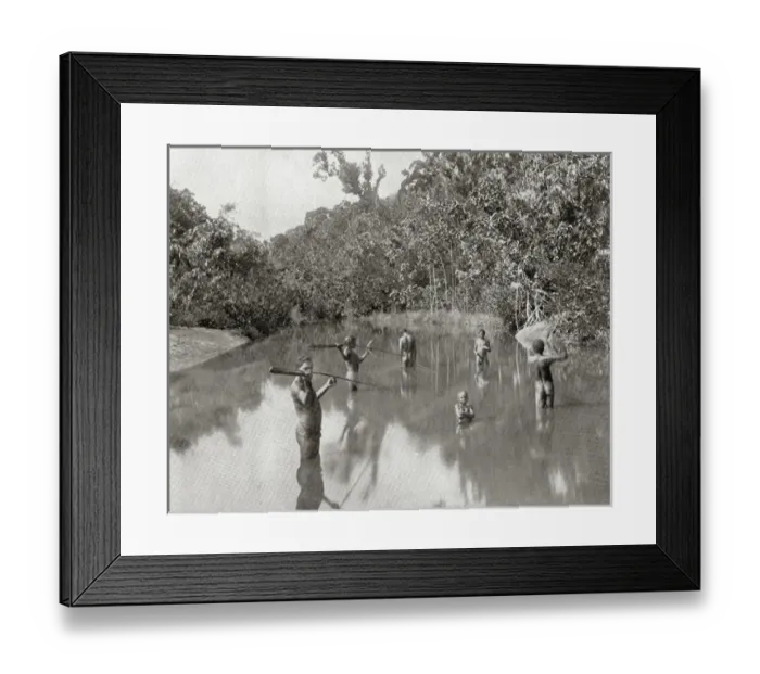 Framed Print : Australian Aborigines spearing fish Framed Print : Australian Aborigines spearing fish