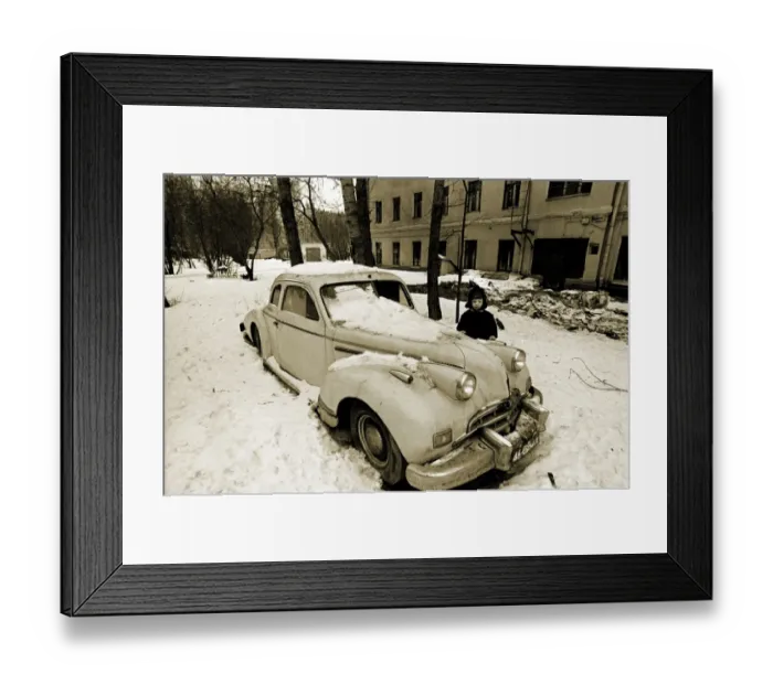 Framed Print : Unknown car with child in Moscow street Framed Print : Unknown car with child in Moscow street