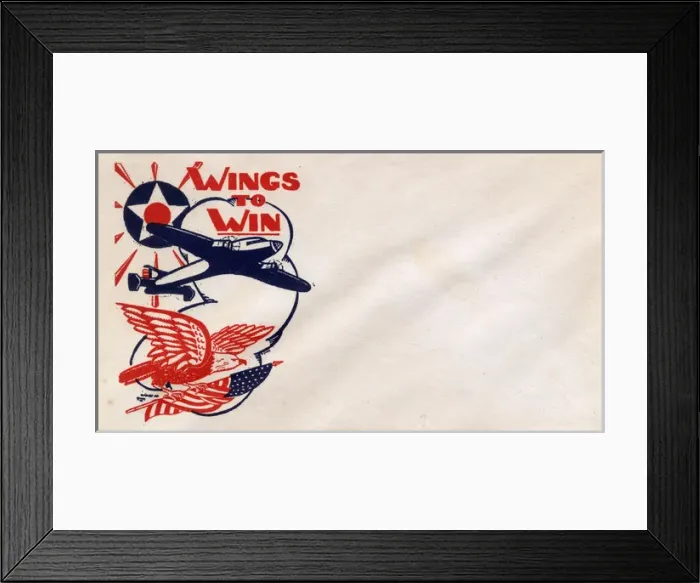 Framed Print : WW2 - American Propaganda Envelope - Wings to Win Framed Print : WW2 - American Propaganda Envelope - Wings to Win