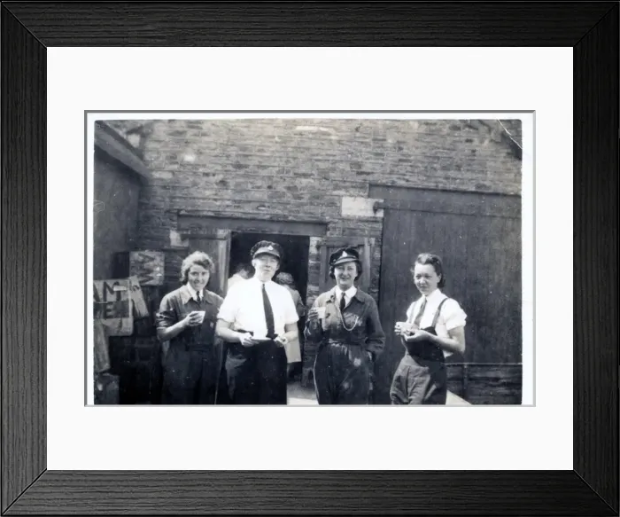 Framed Print : Four women police officers having a tea break, WW2 Framed Print : Four women police officers having a tea break, WW2