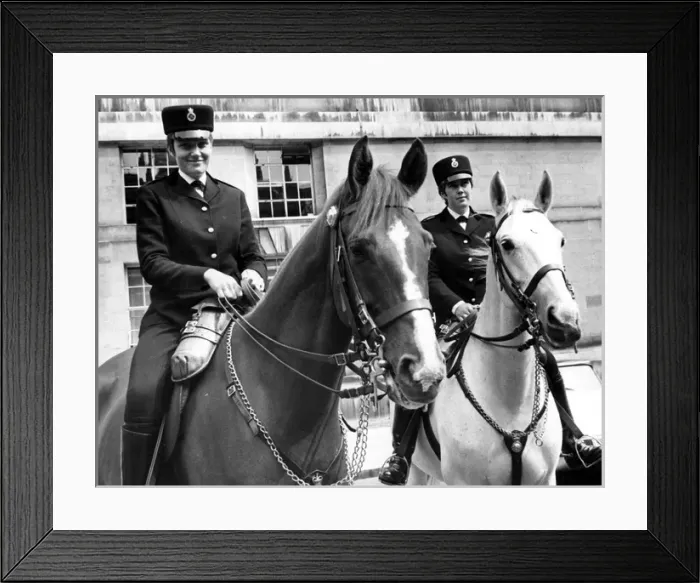 Framed Print : Two women police officers on horseback, London Framed Print : Two women police officers on horseback, London