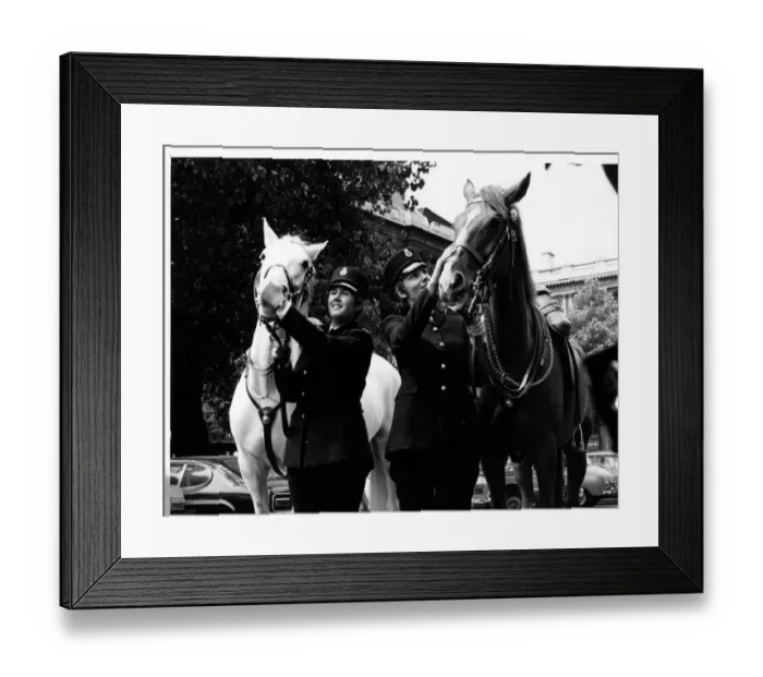 Framed Print : Two women police officers with horses, London Framed Print : Two women police officers with horses, London