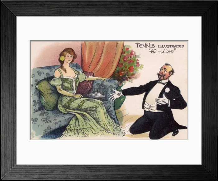 Framed Print : An older gentleman professing his love to a young ladyfriend Framed Print : An older gentleman professing his love to a young ladyfriend