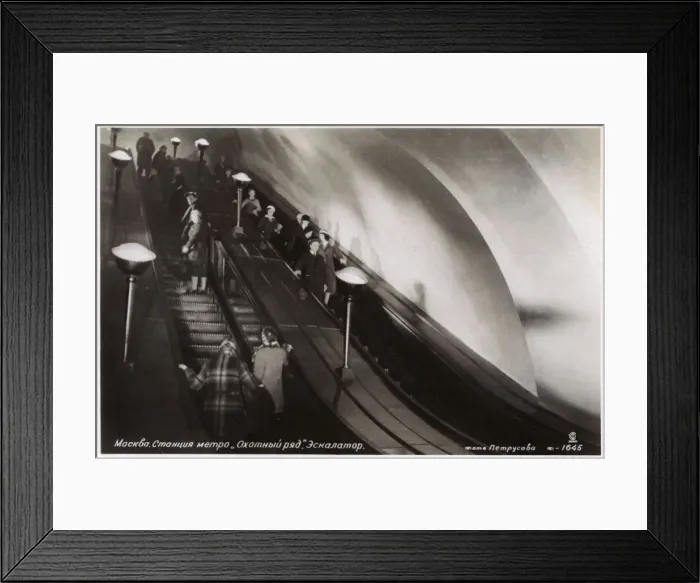 Framed Print : Moscow Underground - Escalator at a 1930s Station