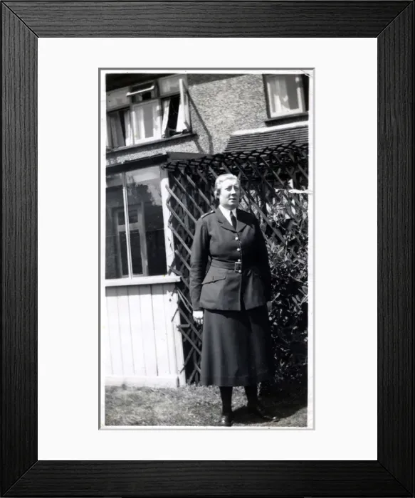 Framed Print : Woman police officer off duty, Epsom, WW2 Framed Print : Woman police officer off duty, Epsom, WW2