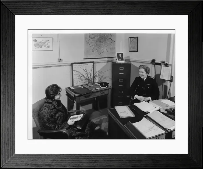 Framed Print : Chief Superintendent Winifred Barker in her office Framed Print : Chief Superintendent Winifred Barker in her office