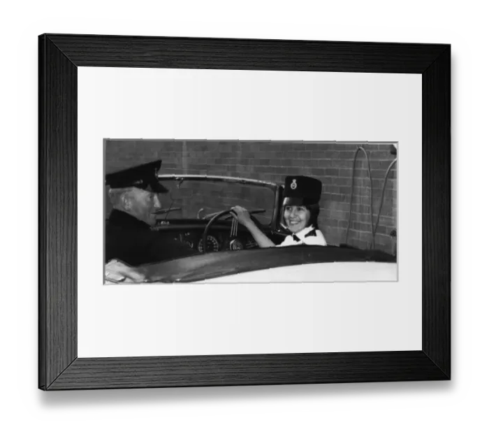 Framed Print : Woman police officer at the wheel of a car, London Framed Print : Woman police officer at the wheel of a car, London