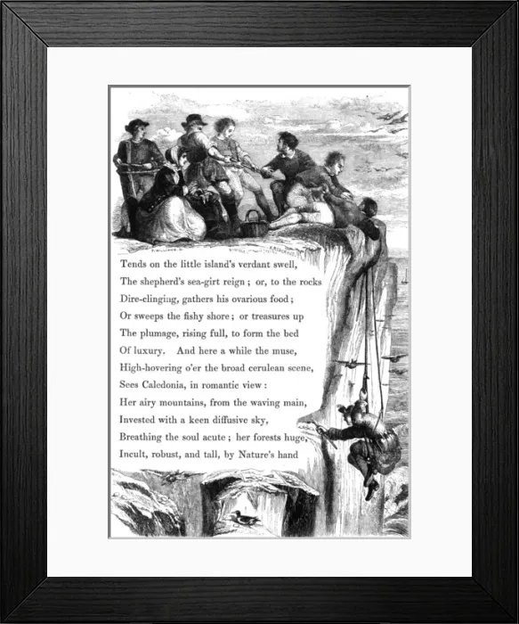 Framed Print : Collecting eggs from a cliff-face Framed Print : Collecting eggs from a cliff-face