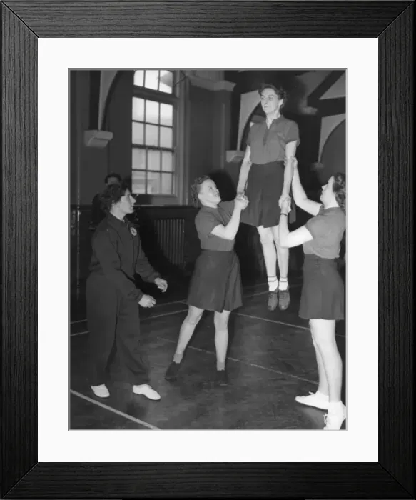 Framed Print : Women police officers training in a gym, London Framed Print : Women police officers training in a gym, London