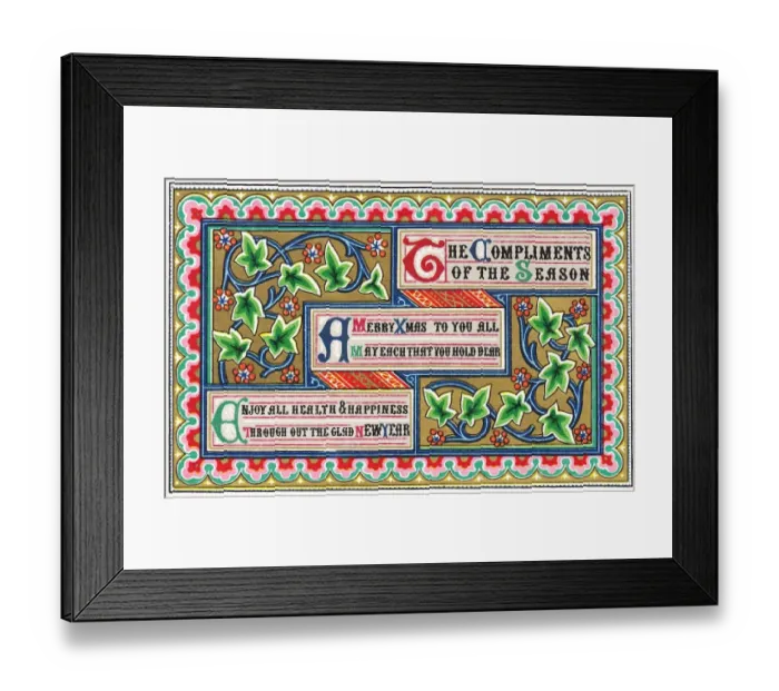 Framed Print : Illuminated manuscript style Christmas and New Year card Framed Print : Illuminated manuscript style Christmas and New Year card