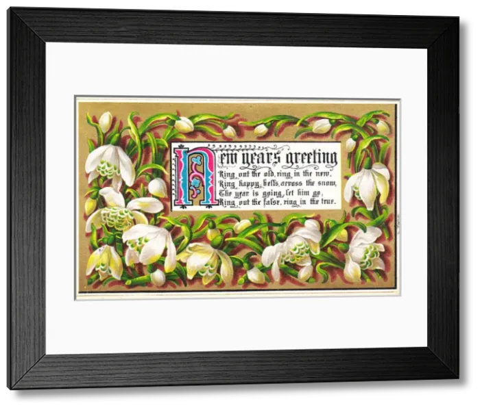 Framed Print : Illuminated manuscript style New Year card Framed Print : Illuminated manuscript style New Year card