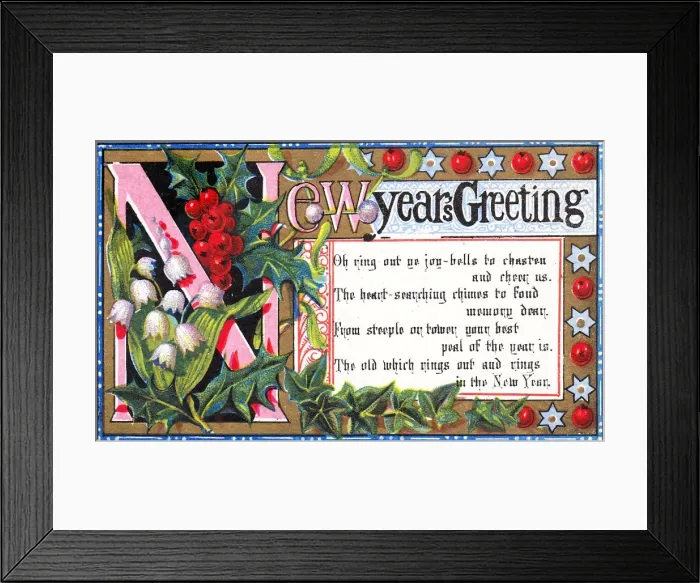Framed Print : Illuminated manuscript style New Year card Framed Print : Illuminated manuscript style New Year card