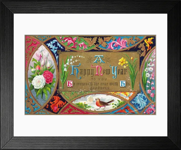 Framed Print : Illuminated manuscript style New Year card Framed Print : Illuminated manuscript style New Year card