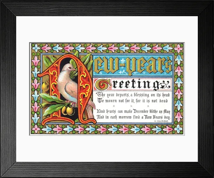 Framed Print : Illuminated manuscript style New Year card Framed Print : Illuminated manuscript style New Year card