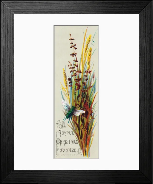 Framed Print : Spray of corn and brown leaves on a Christmas card Framed Print : Spray of corn and brown leaves on a Christmas card