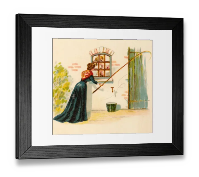 Framed Print : Woman with whip on a comic card Framed Print : Woman with whip on a comic card