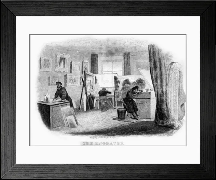 Framed Print : Book of Trades, The Engraver Framed Print : Book of Trades, The Engraver